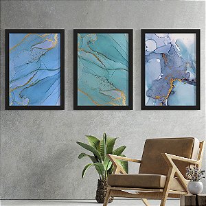 Quadro Decorativo Alcohol Ink Trio Blue
