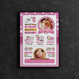 Quadro Personalizado Bebê Nascimento Menina 02