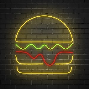 Painel Neon LED - Hambúrguer