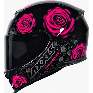 Capacete Axxis Eagle Flowers New Preto e Rosa
