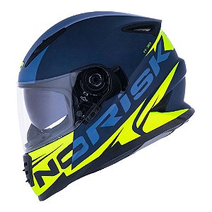 CAPACETE NORISK FF302 MANTY AZUL FOSCO AMARELO