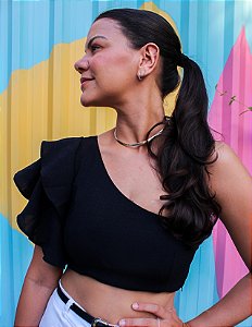 Cropped Ágata Babado Preto