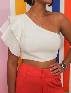 Cropped Ágata Babado Off White