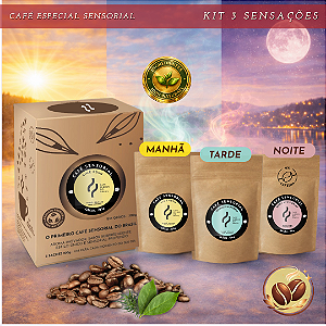 Kit Café Sensorial - GRÃOS - Manhã + Tarde + Noite 3 x 100g = Caixa 300g