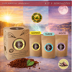 Kit Café Sensorial - MOÍDO - Manhã + Tarde + Noite 3 x 100g = Caixa 300g