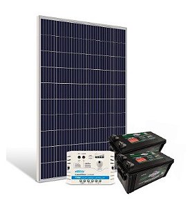 Kit Energia Solar Off Grid c/ Bateria 330Wp - até 1.113Wh/dia