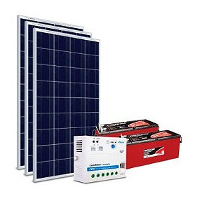 Kit Energia Solar Off Grid c/ Bateria 465Wp - até 1465Wh/dia