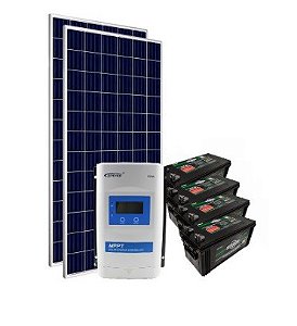 Kit Energia Solar Off Grid c/ Bateria 660Wp - até 2495Wh/dia