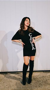 Camiseta Preta Silkada Oversized CAUSA Vertical