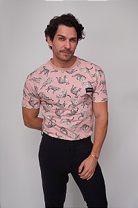 Camiseta Oversized Nude Estampa De Leopardos Coleção CAUSANDO SORTE