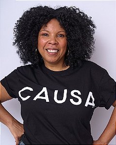 Camiseta Oversized Preta Silkada CAUSA Em Branco Na Horizontal