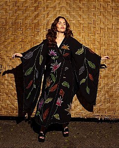 Kaftan Longo Em Tecido Collab Rosá