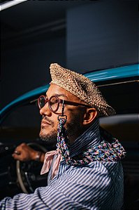 Lenço Preto Estampa Pied-de-Poule Neon COLAB YOFACE