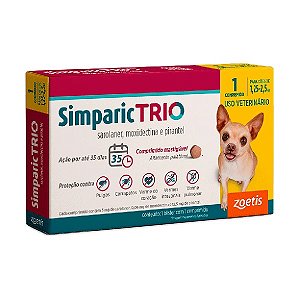 Antipulgas Simparic Trio 3 mg para Cães de 1,5 a 2,5 Kg