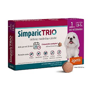 Antipulgas Simparic Trio 6 mg para Cães 2,6-5 Kg