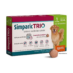 Antipulgas Simparic Trio 48 mg para Cães 20,1-40 Kg