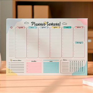 Planner Semanal de Mesa Candy Color Bloco 100 Fls