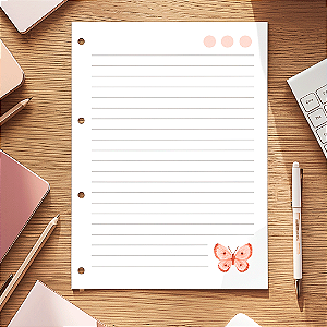 Refil de Fichário Padrão Tilibra 96Fls Borboleta Rosa