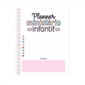Refil Planner Ministério Infantil Miolo Sem Furo Rosa