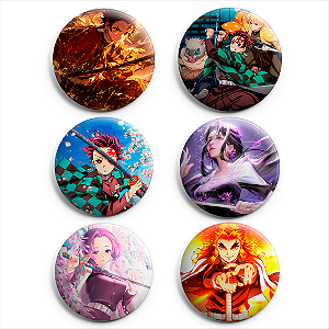 Bottons Desenho Demon Slayer Broche De 4,5cm (6 Unidades)