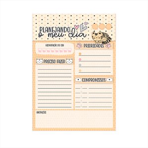 Bloco Planner Diário Patinhas De Gato Rotinas E Tarefas