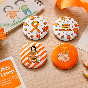 Botton Redondo Tipo Alfinete Campanha Maio Laranja