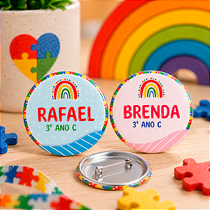 Botton Escolar Personalizado Broche Identificação Autismo