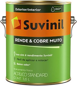 SUVINIL ACRÍLICO STANDARD FOSCO RENDE E COBRE MUITO 3,6L BRANCO NEVE