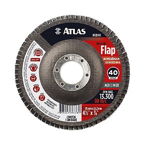 DISCO ABRASIVO FLAP 115MM G40 ZIRCONIA ATLAS