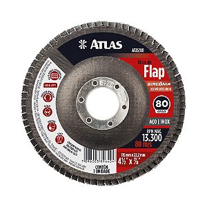 DISCO ABRASIVO FLAP 115MM G80 ZIRCONIA ATLAS