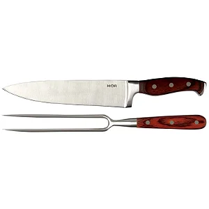 CONJUNTO STEEL 2 PEÇAS FACA 8" E GARFO AÇO INOX MOR