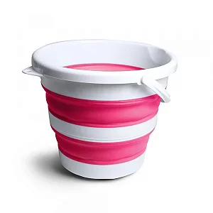 BALDE RETRÁTIL 10L BRANCO COM ROSA NOBRE