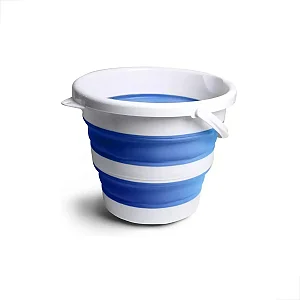 BALDE RETRÁTIL 10L BRANCO COM AZUL NOBRE