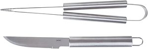 CONJUNTO CHURRASCO INOX 2 PEÇAS FACA E PEGADOR MOR