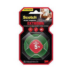 Fita dupla face fixa forte 24mm x 2m extreme (20cm ate 5kg) - 3m