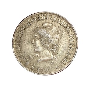 Moeda Antiga do Brasil 2000 Réis 1907