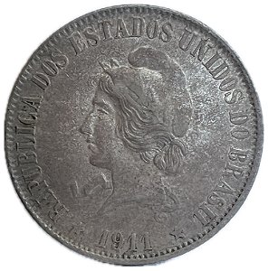 Moeda Antiga do Brasil 2000 Réis 1911