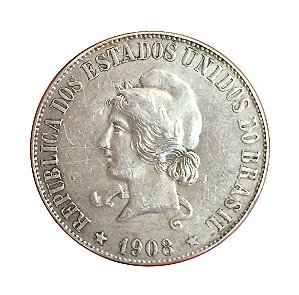 Moeda Antiga do Brasil 2000 Réis 1908