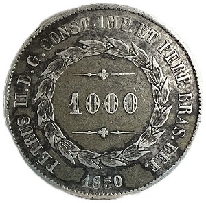 Moeda Antiga do Brasil 1000 Réis 1850