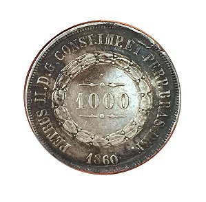 Moeda Antiga do Brasil 1000 Réis 1860