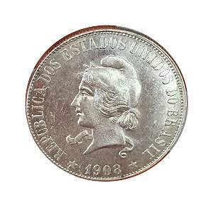 Moeda Antiga do Brasil 2000 Réis 1908