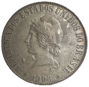 Moeda Antiga do Brasil 2000 Réis 1908