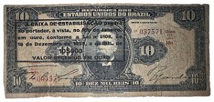 Cédula Antiga do Brasil 10 Mil Réis 1926 - Aproveitada