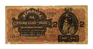 Cédula Antiga do Brasil 2 Mil Réis 1918