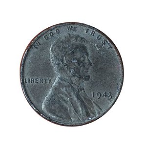Moeda Antiga dos Estados Unidos 1 Cent 1943 - Presidente Abraham Lincoln