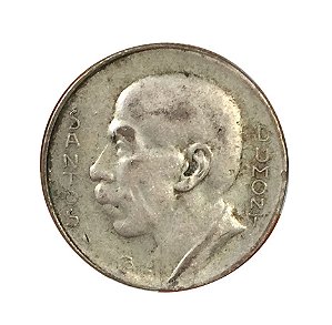 Moeda Antiga do Brasil 5000 Réis 1937 - Santos Dumont - Boné à esquerda