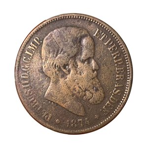 Moeda Antiga do Brasil 40 Réis 1874 - D. Pedro II