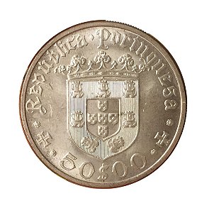 Moeda Antiga de Portugal 50 Escudos 1968 - Pedro Alvares Cabral