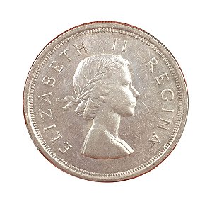 Moeda Antiga da África do Sul 5 Shillings 1953 - Rainha Elizabeth II