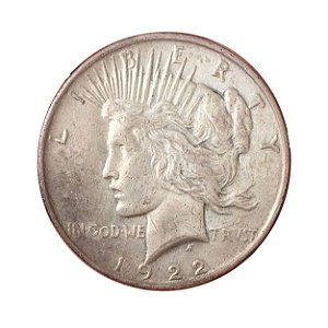 Moeda Antiga dos Estados Unidos 1 Dollar 1922 - Peace Dollar